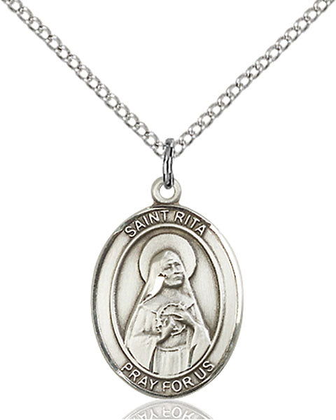 Extel Medium Oval Sterling Silver St. Rita Pendant USA