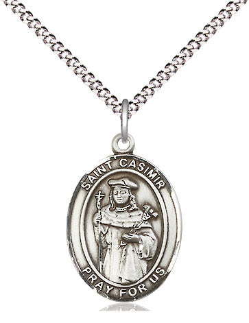 Extel Medium Oval Pewter St. Casimir Pendant with Chain