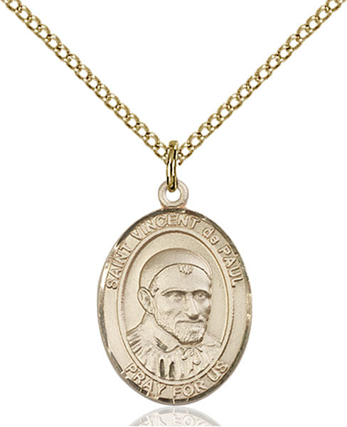 Extel Medium Oval 14Kt Gold Filled St. Vincent de Paul Medal with Chain