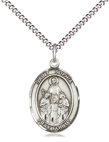 Extel Medium Oval Pewter St. Sophia Pendant with 18 Inch Chain Made in USA