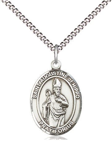 Extel Medium Oval Pewter St Augustine Pendant with 18 Inch Chain Made in USA