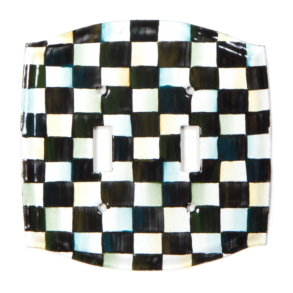 MacKenzie-Childs Courtly Check Enamel Switch Plate - Double Toggle