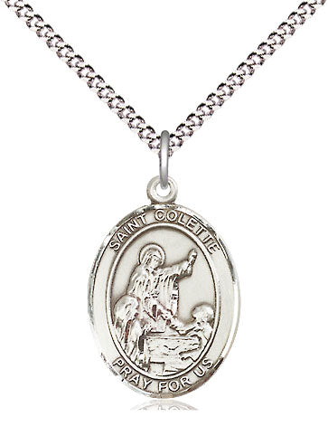 Extel Medium Oval Pewter St. Colette Pendant with 18 Inch Chain Made in USA