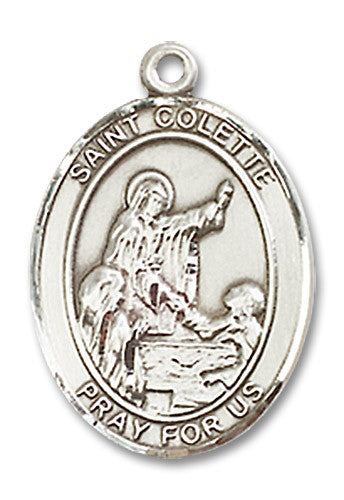 Extel Medium Oval Sterling Silver St. Colette Medal Made in USA