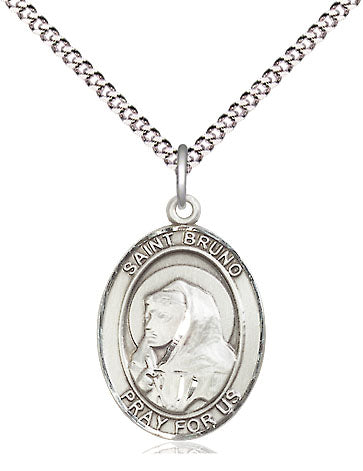 Extel Medium Oval Pewter St. Bruno Pendant with 18 Inch Chain