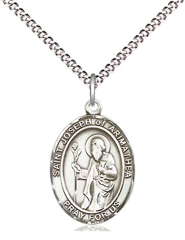 Extel Medium Oval Pewter St. Joseph Pendant with 18 Inch Chain
