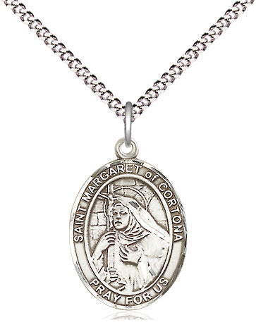 Extel Medium Oval Pewter St. Margaret Pendant with Chain