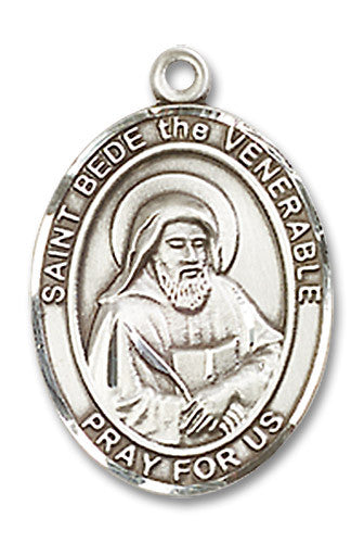 Extel Medium Oval Sterling Silver St. Bede Medal Made in USA