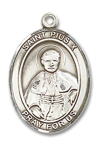 Extel Medium Oval Sterling Silver St. Pius X Medal, USA