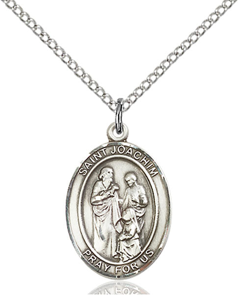 Extel Medium Oval Sterling Silver St. Joachim Pendant 18 Inch Chain Made in USA
