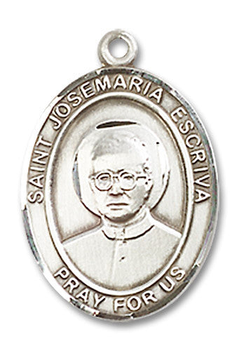 Extel Medium Oval Sterling Silver St. Josemaria Escriva Medal