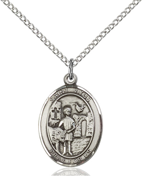 Extel Medium Oval Sterling Silver St. Vitus Pendant 18 Inch Chain