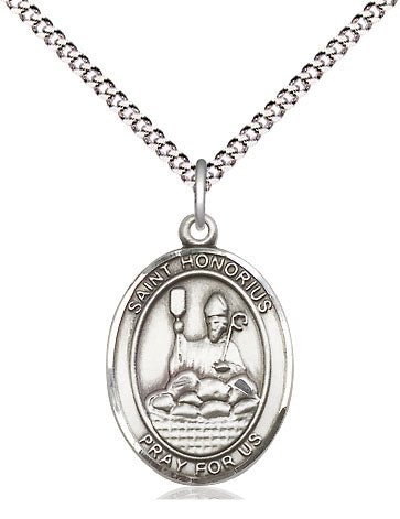 Extel Medium Oval Pewter St. Honorius Pendant with 18 Inch Chain Made in USA