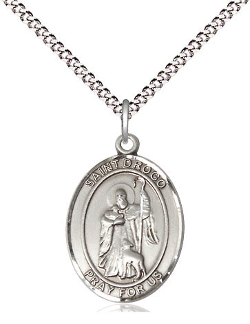 Extel Medium Oval Pewter St. Drogo Pendant with 18 Inch Chain