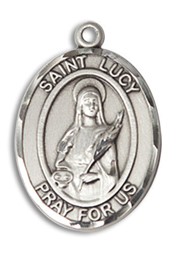 Extel Medium Oval Sterling Silver St. Lucy Medal Made in USA
