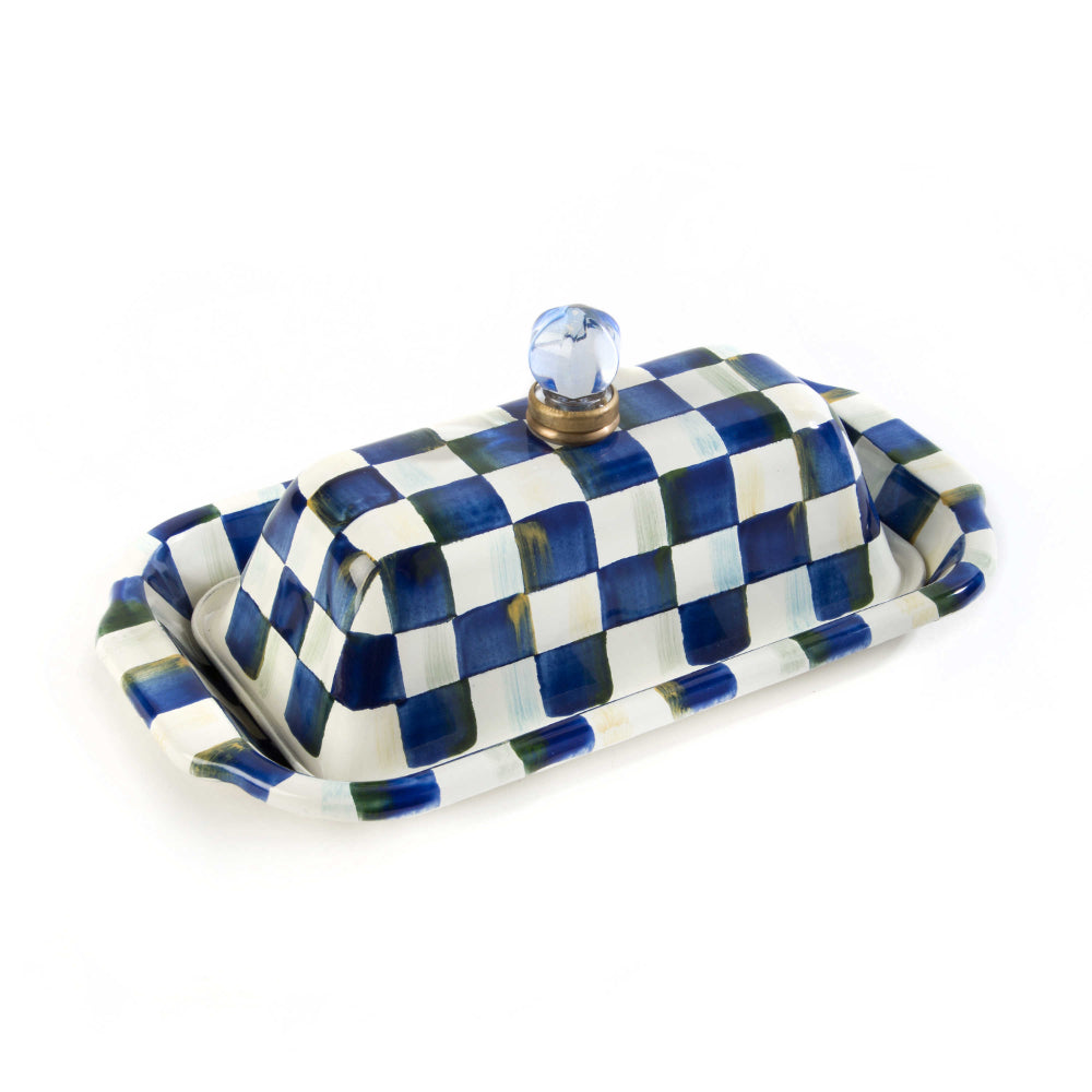 MacKenzie-Childs Royal Check Enamel Butter Box