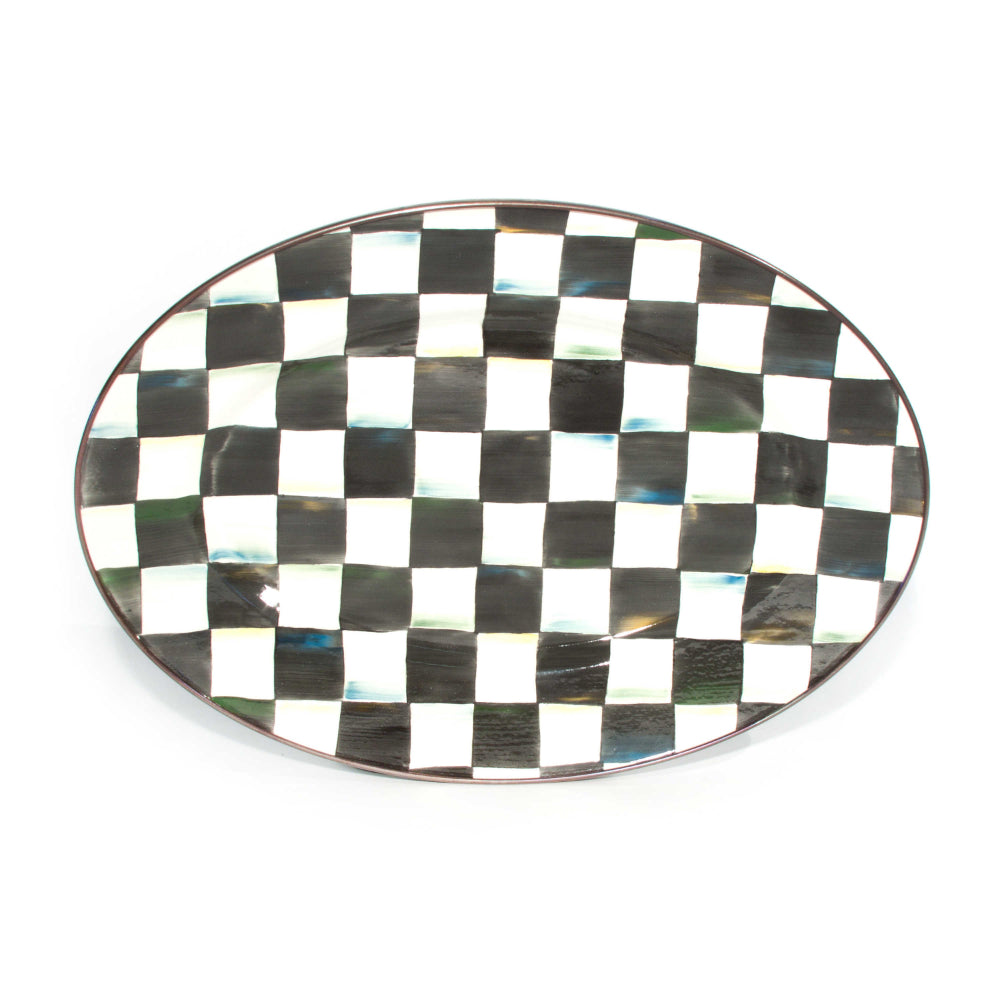 MacKenzie-Childs Courtly Check Enamel Oval Platter- Small