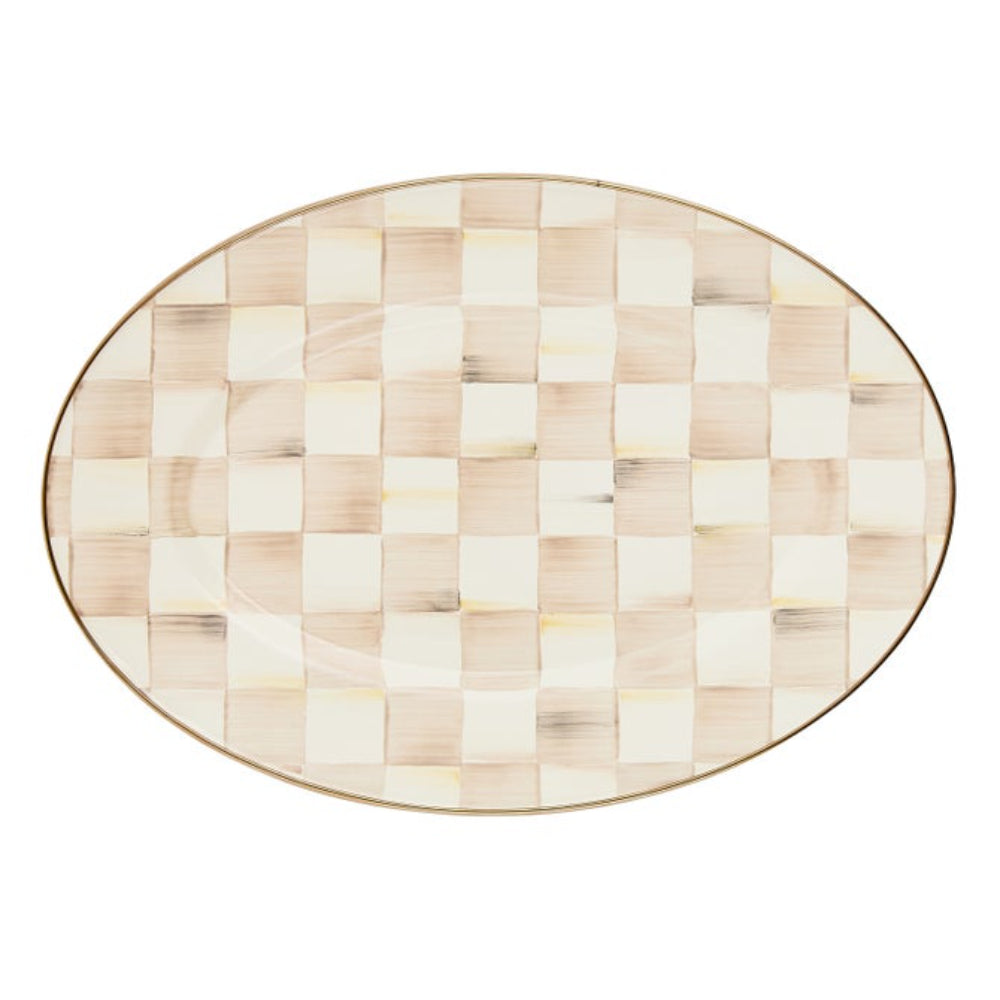 MacKenzie Childs Mocha Check Small Oval Platter