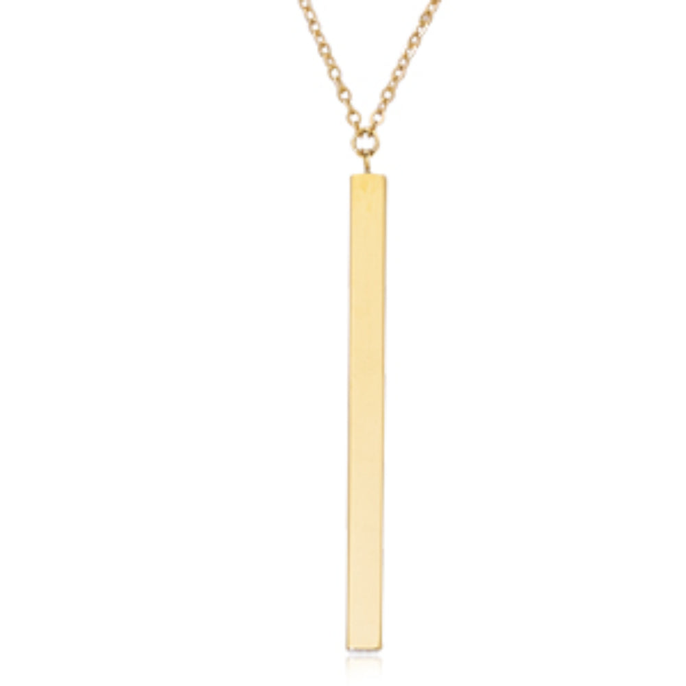 14k Gold Bar Drop Pendant Necklace