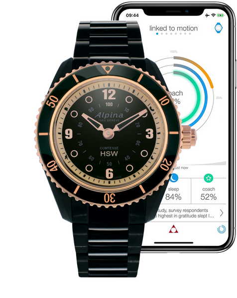 Alpina AL-281BY3V4B Comtesse Ladies Horological Smartwatch Black Dial Metal Bracelet