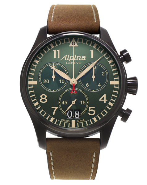 Alpina AL-372GR4FBS6 Startimer Pilot Big Date Military Chronograph Green Dial