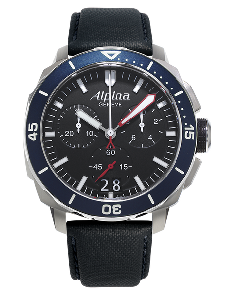 Alpina AL-372LBN4V6 Seastrong Diver 300 Big Date Chronograph Blue Bezel