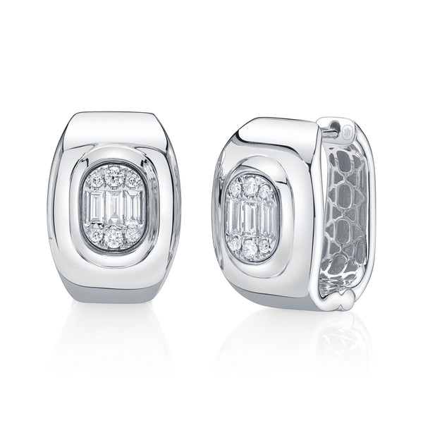 0.40CT DIAMOND BAGUETTE OVAL HOOP EARRING