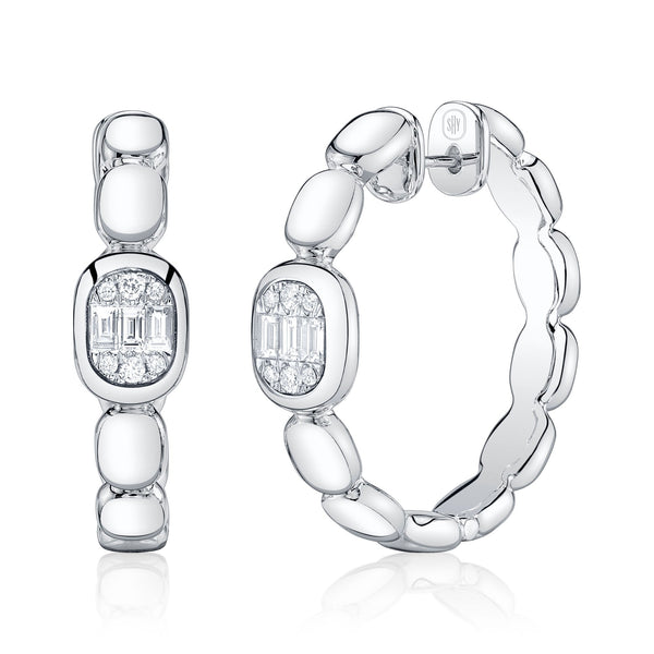 0.40CT DIAMOND BAGUETTE HOOP EARRING