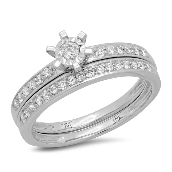 0.35CT DIAMOND WEDDING SET ROUND 2-PC