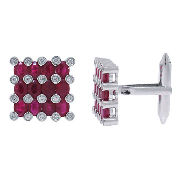 0.36CT DIAMOND & 4.81CT RUBY CUFF LINKS