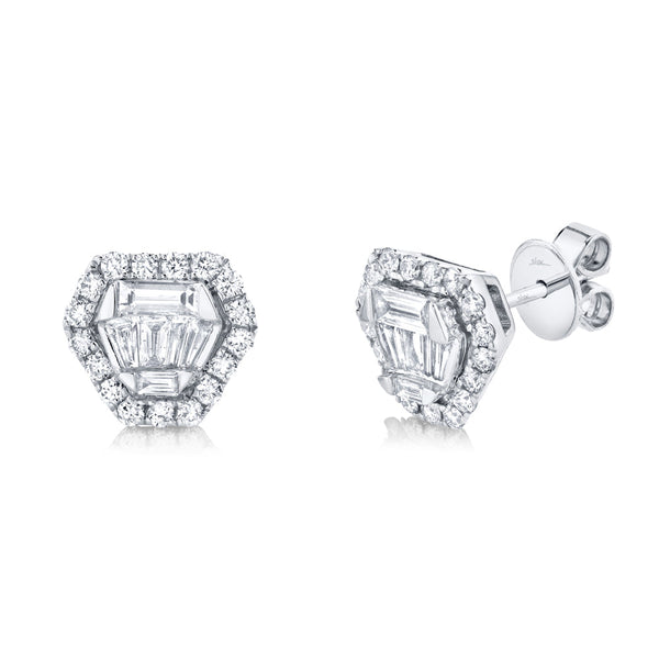 0.87CT DIAMOND BAGUETTE STUD EARRING