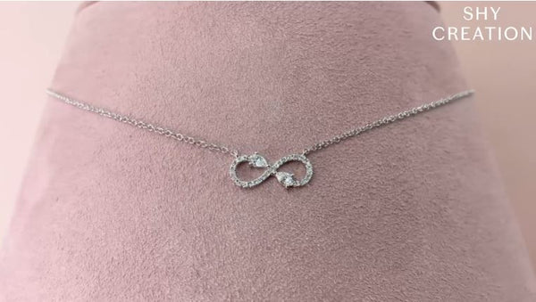Shy Creation 0.22Ct Diamond Pear Infinity Necklace SC55019575