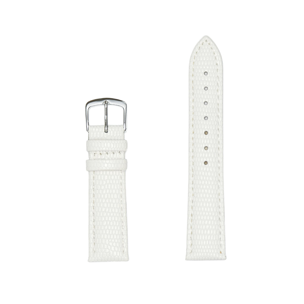 Ladies Genuine Lizard Grain Watch Band - White