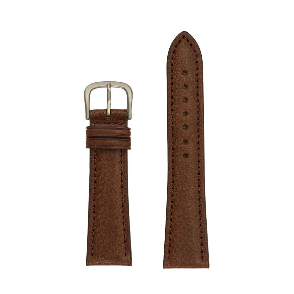 Men's 18mm Genuine Vegetable Tanned Leather Watch Band - Brown