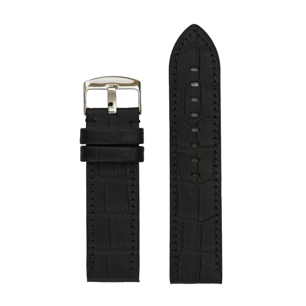 Men's Black Genuine Alligator Grain Watch Band - 24mm