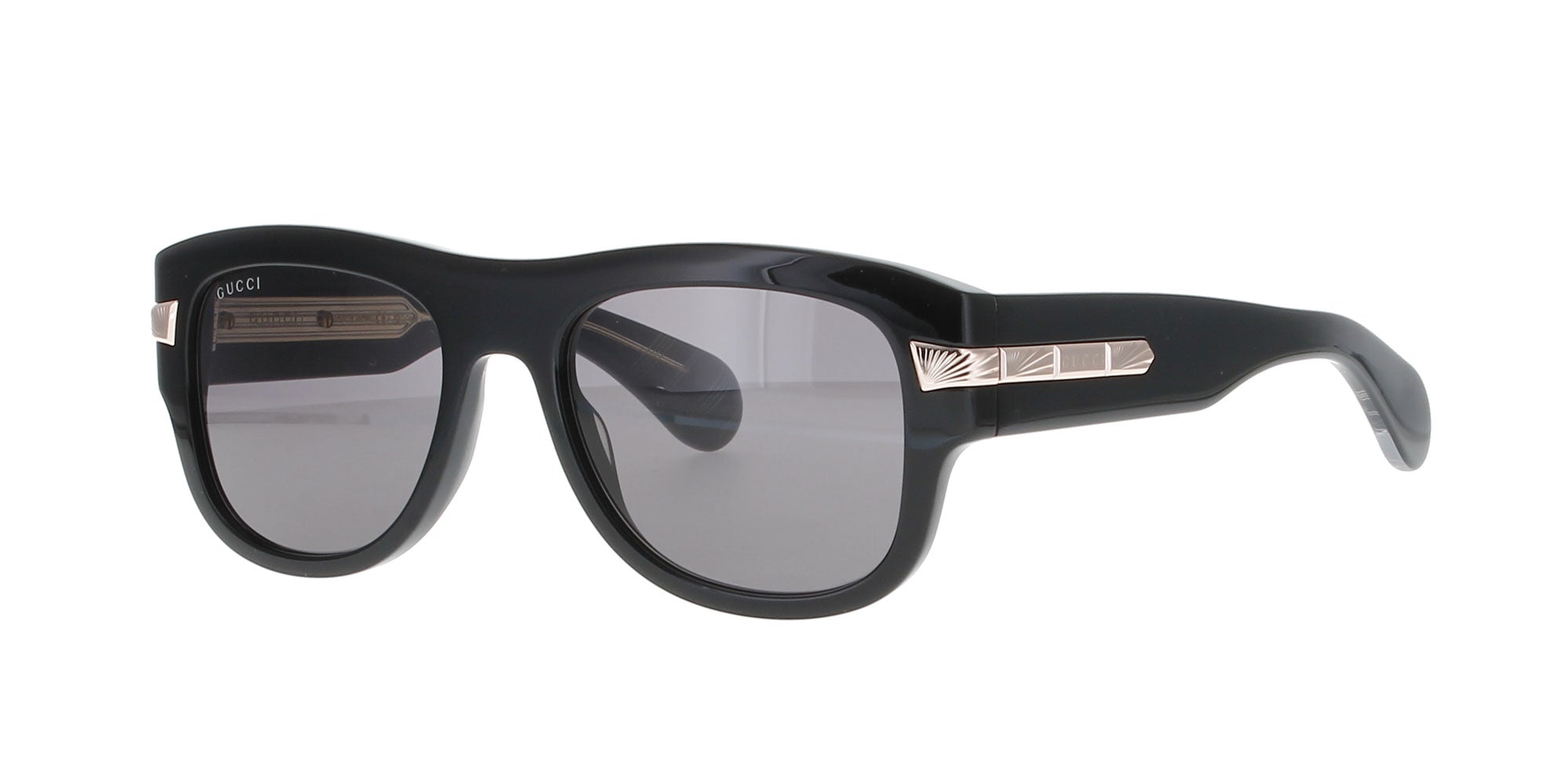 Gucci Shiny Black with Gold Sunglasses