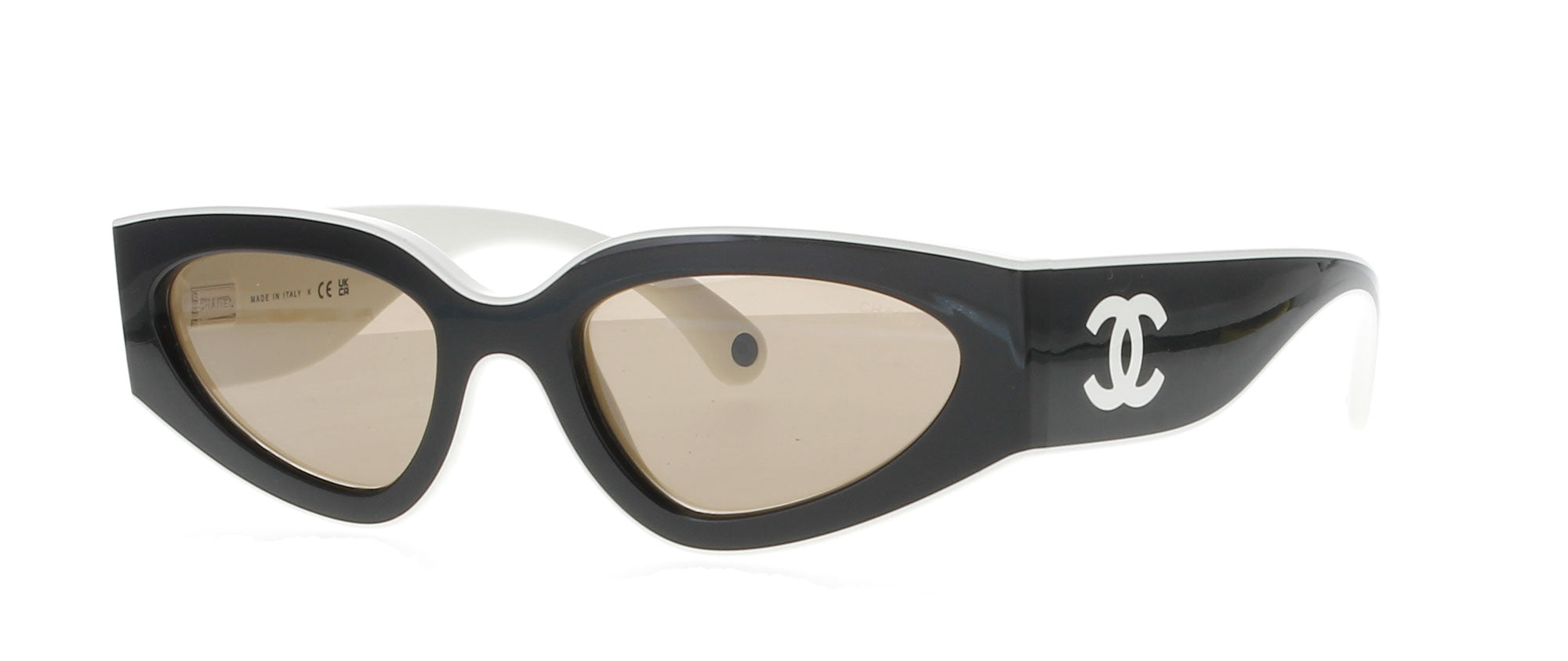CHANEL Black and Milky White Sunglasses
