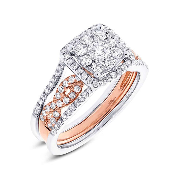 0.86CT DIAMOND WEDDING SET CLUSTER 2-PC