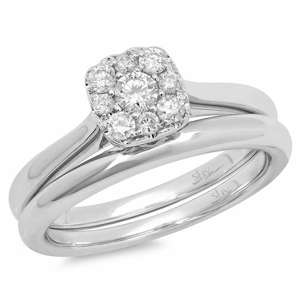 0.37CT DIAMOND CLUSTER WEDDING SET