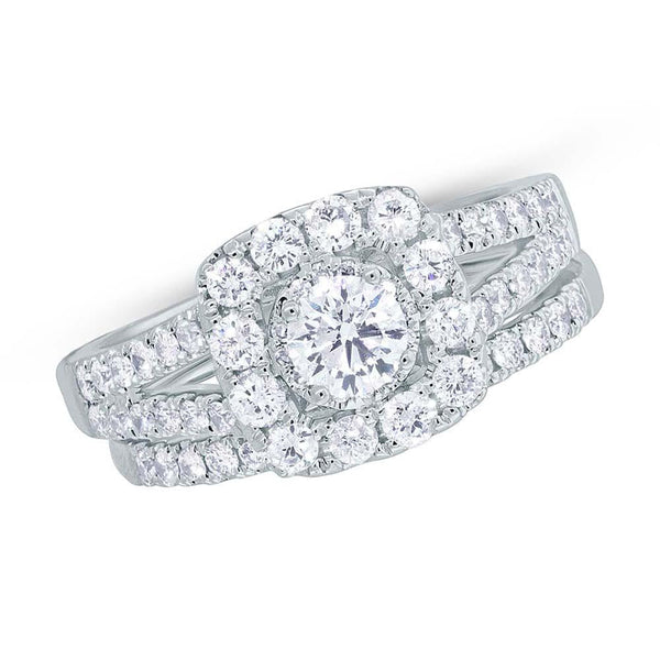 0.40CT-CTR(ROUND) 1.00CT-SIDE DIAMOND WEDDING SET 2-PC