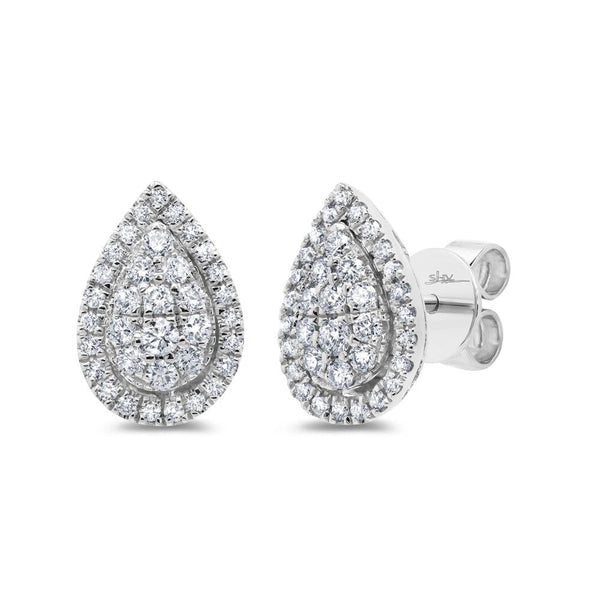 0.38CT DIAMOND PAVE PEAR STUD EARRING