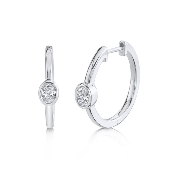 0.40CT DIAMOND OVAL BEZEL HOOP EARRING