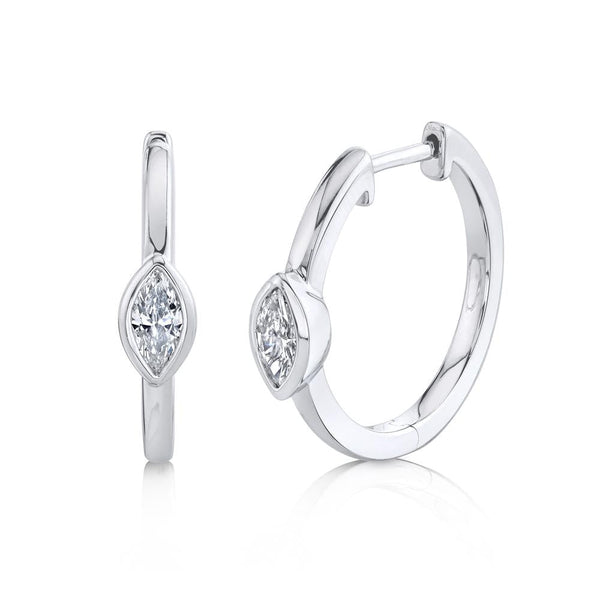 0.40CT DIAMOND MARQUISE BEZEL HOOP EARRING