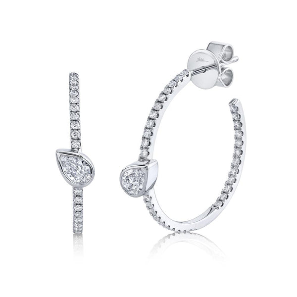 0.93CT DIAMOND PEAR BEZEL HOOP EARRING