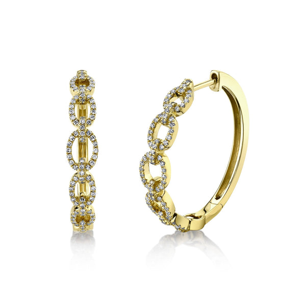 0.42CT DIAMOND LINK HOOP EARRING