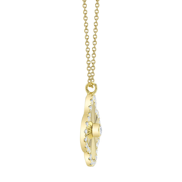 Shy Creation 0.22Ct Diamond Ribbed Clover Necklace SC22009184