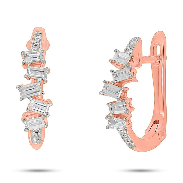 0.39CT DIAMOND BAGUETTE HUGGIE EARRING