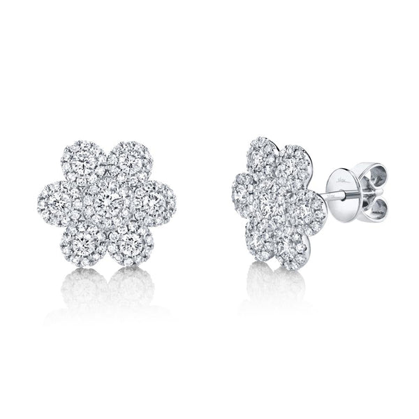 0.95CT DIAMOND FLOWER STUD EARRING