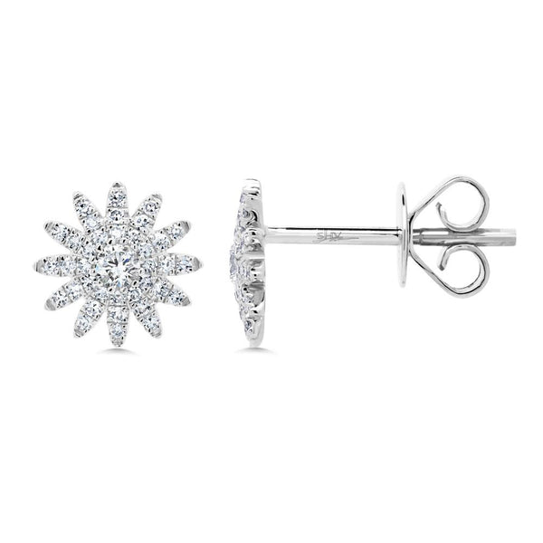 Shy Creation 0.24Ct Diamond Starburst Stud Earring SC55004892