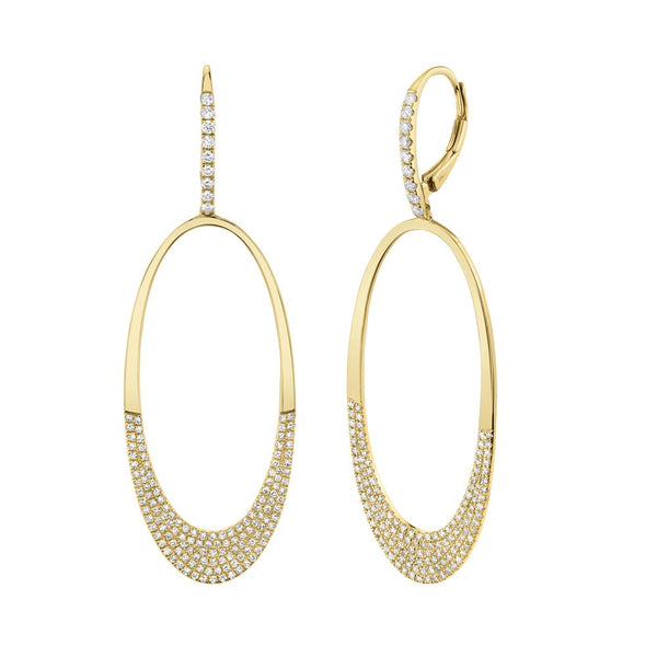 0.85CT DIAMOND PAVE OVAL EARRING